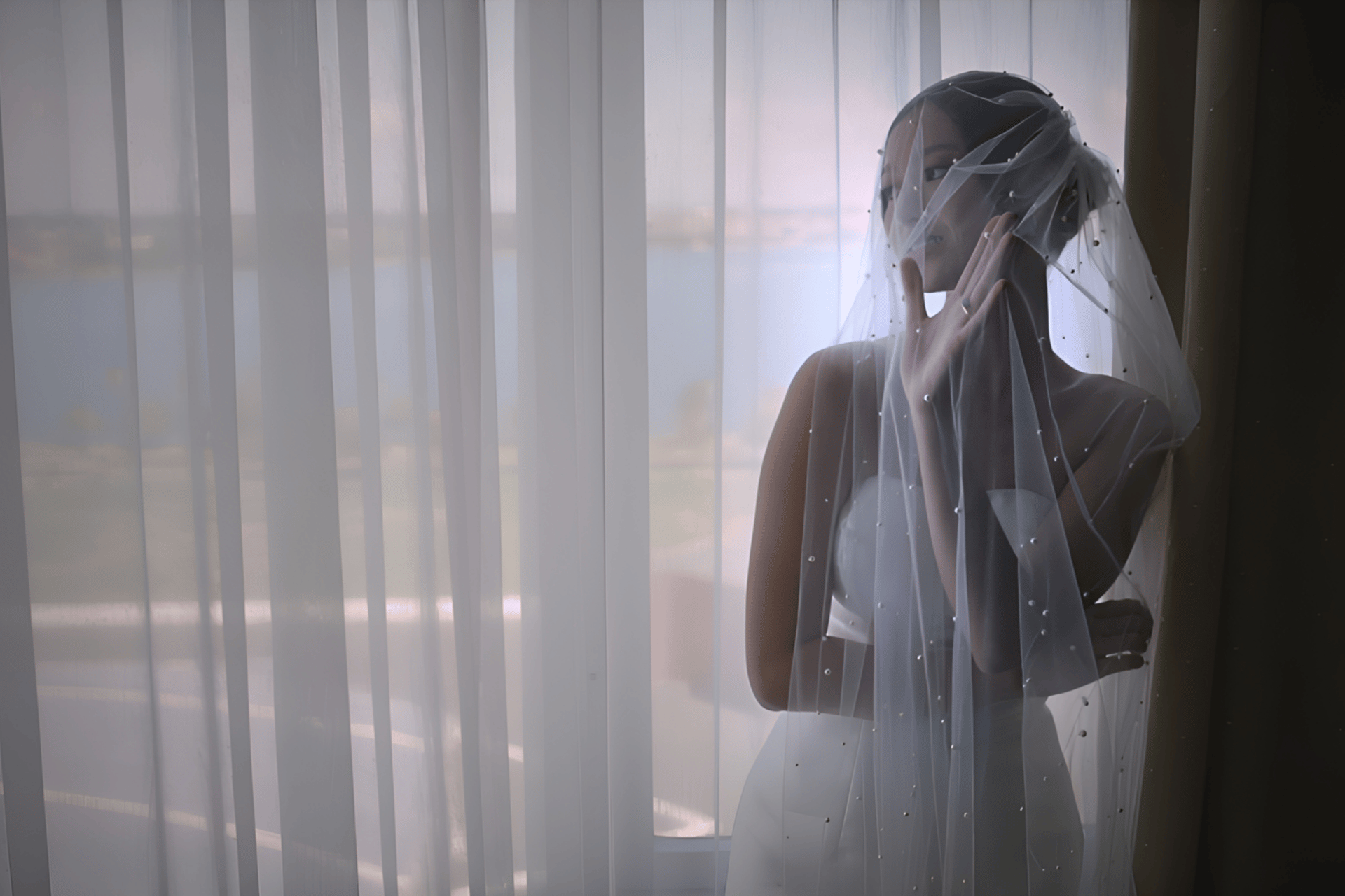 Bride by window wedding preparation Perth wedding photographer